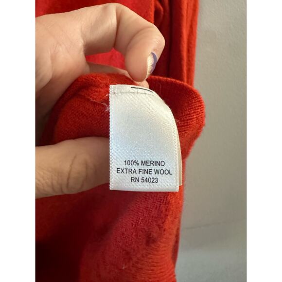 Banana Republic Sweater Women's Large Orange Extra Fine Merino Wool Academia - Picture 3 of 5